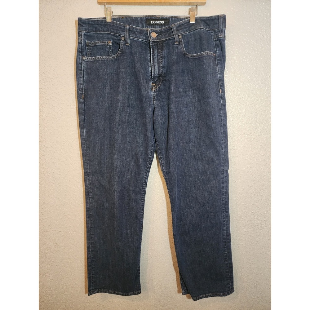 Express Men's Denim Jeans, Size 38x30,  Classic Fit, Boot Cut, Darker Wash